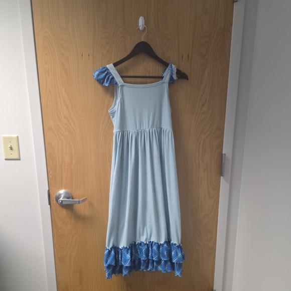 Blue and Cream Ruffled Dress Set - Picture 3 of 4